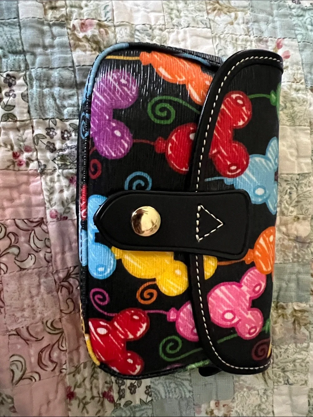 Dooney & Bourke Disney Balloons Black Multicolor Snap Wristlet